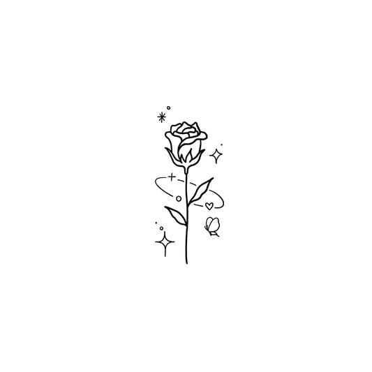 Oh My Ink temporary tattoo - Rose with Butterfly