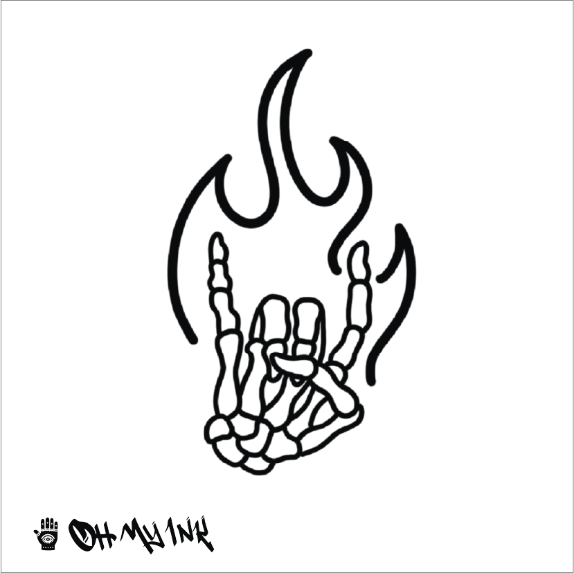 Skull Art (Rock Hand w/ Fire)