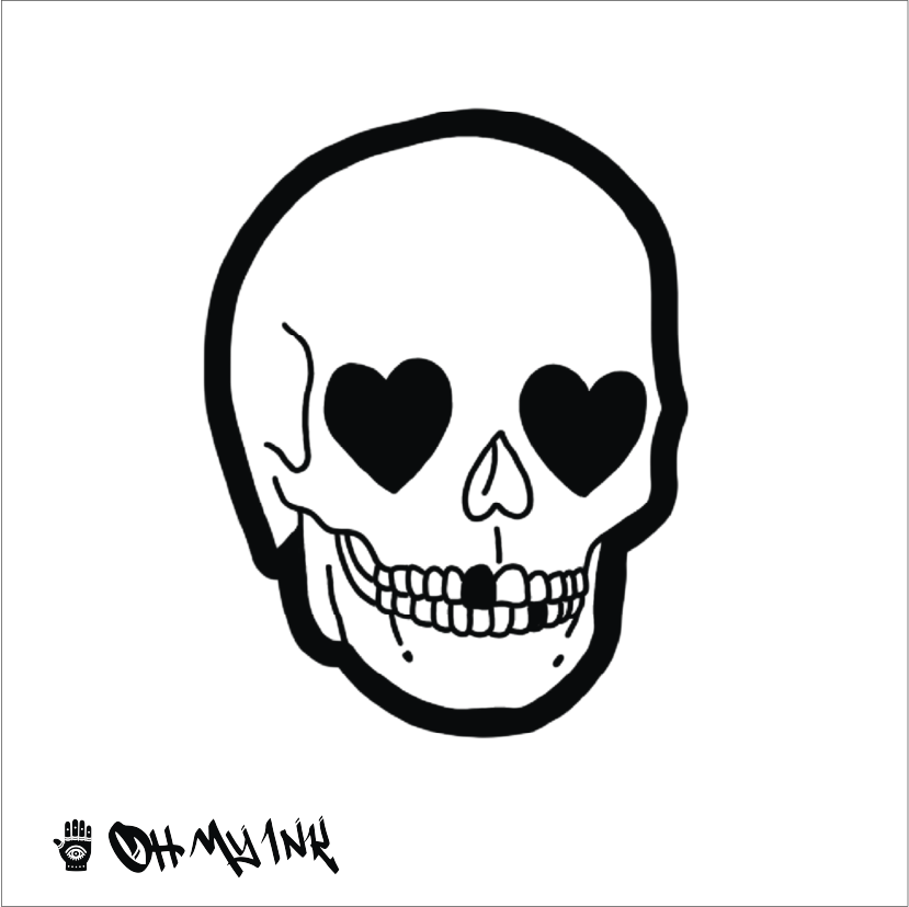 Skull Art (Skull w/ Heart-shaped Eyes)