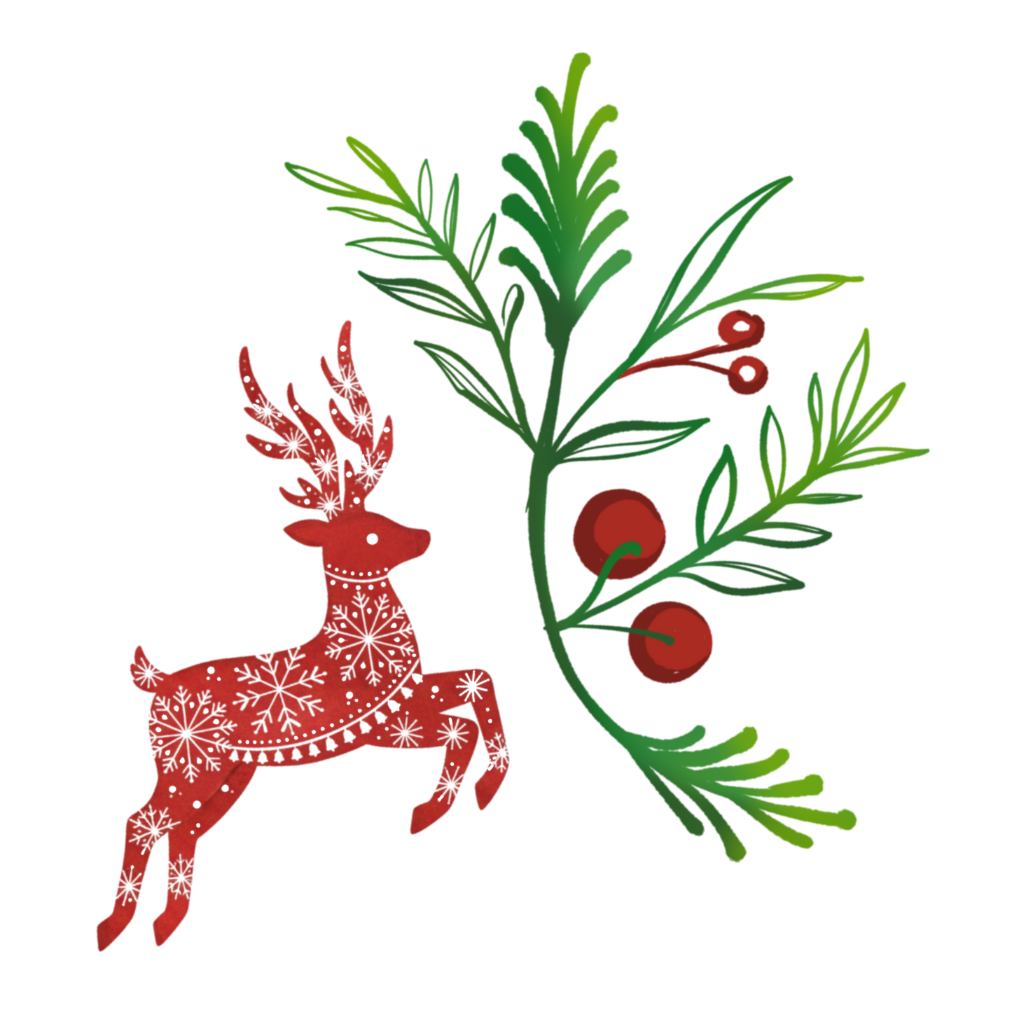 Deer & Poinsettia